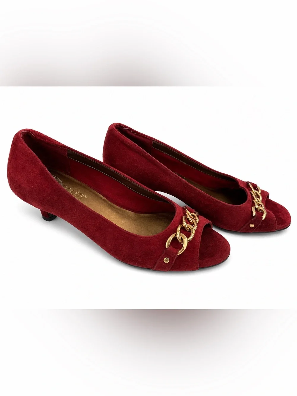 Aerosoles Red Heels Gold Chain Accent